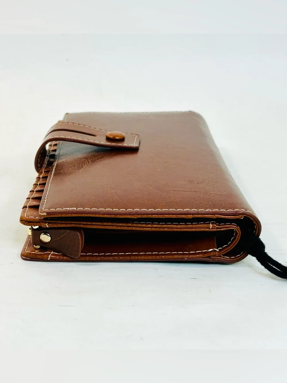 FUNTOR Women's Big Fat RFID Blocking Brown Leather Zip Around Wallet